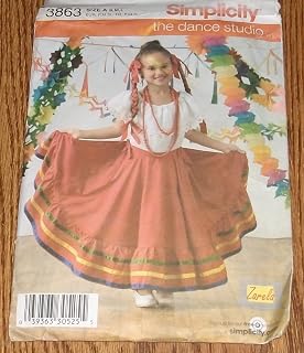 Simplicity 3863 Childrens Mexican Peasant Top & Circle Skirt Pattern S,M,L