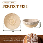 Bavify Bread Proofing Baskets, 9 Inch Round Rattan, Set of 2 Natural