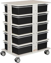 ECR4Kids 20-Compartment Mobile Storage Tower, Bins, White Wash/Black