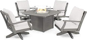 Polywood Braxton Deep Seating Set, Slate Grey/Textured Linen