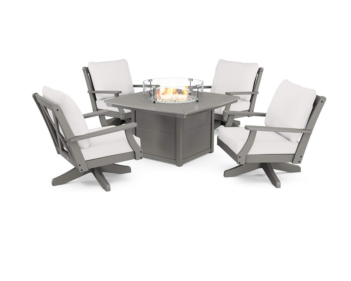 ® Braxton Deep Seating Set by Polywood – Onesize, High Density Polyethylene, Slate Grey / Textured Linen, Pack of 5, Model PWS543-2-GY152939