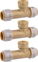 SharkBite Max 3/4 inch FNPT Slip Adapter, Pack of 3, Push To Connect Brass Plumbing Fitting, Copper, CPVC, UR3486