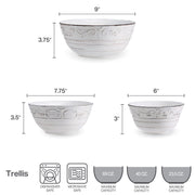 Pfaltzgraff Trellis Serving Bowl Set, Stoneware, White, Set of 3