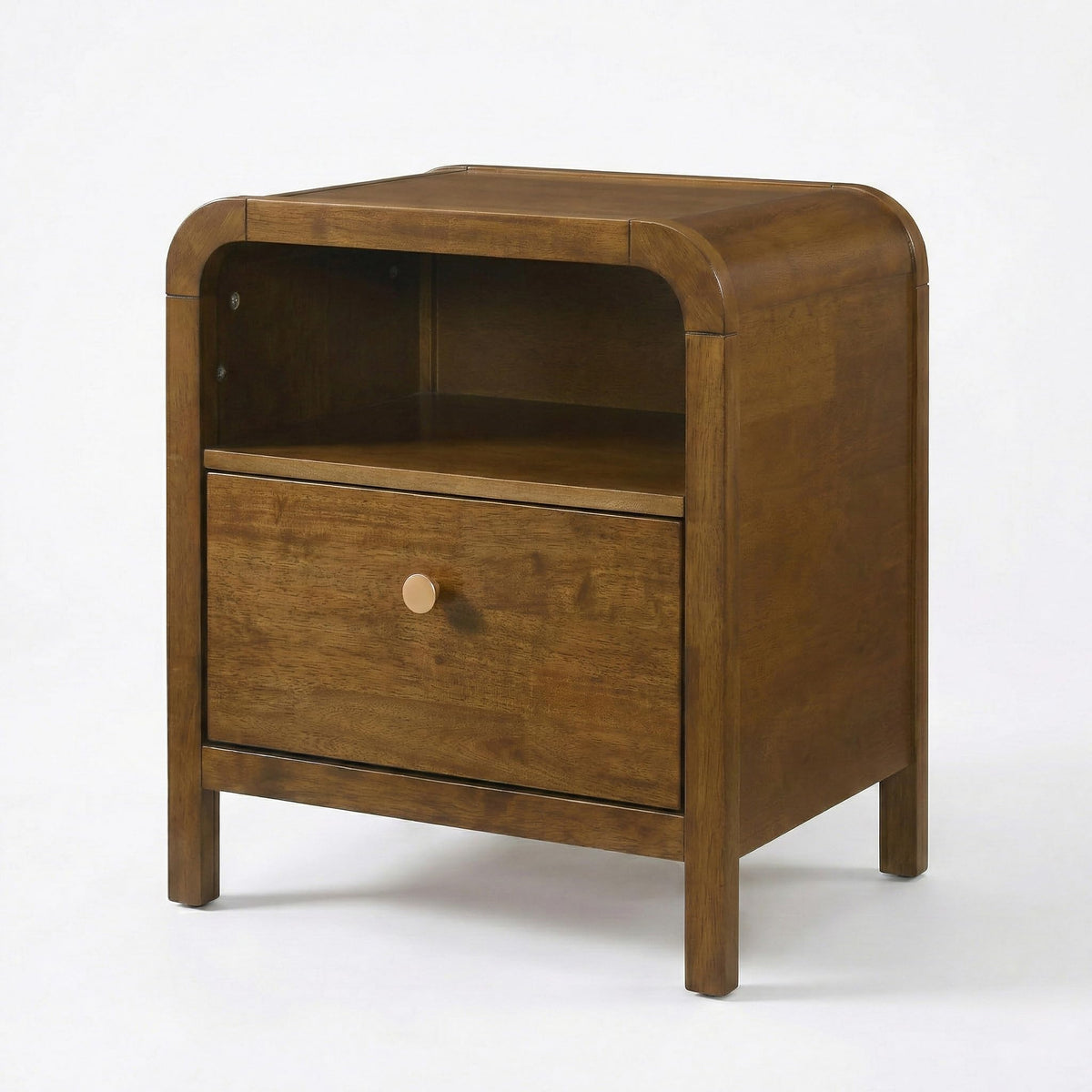 Eldren Wood Nightstand with Solid Rubberwood Frame by Roundhill Furniture – Wood, Walnut, Model B5115N