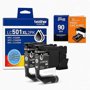 Brother Genuine LC501XL 2-Pack Black High Yield Ink Cartridge Bundle with Deco Essentials Printer eBook for MFC-J1260DW, MFC-J1360DW, MFC-J1410DW