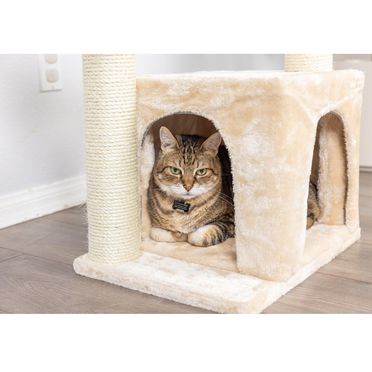 Classic Real Wood Cat Tree by Armarkat – 22"L X 17"W X 32"H, Engineered Wood, Beige, Model A3207