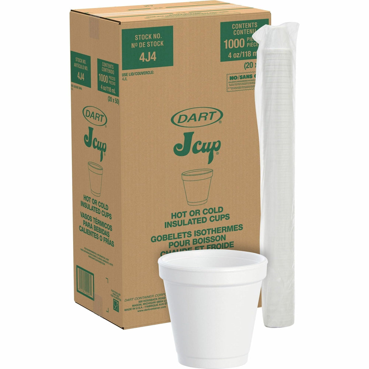 DART White / 4.0 ounces / 1000 Count (Pack of 1) Cups