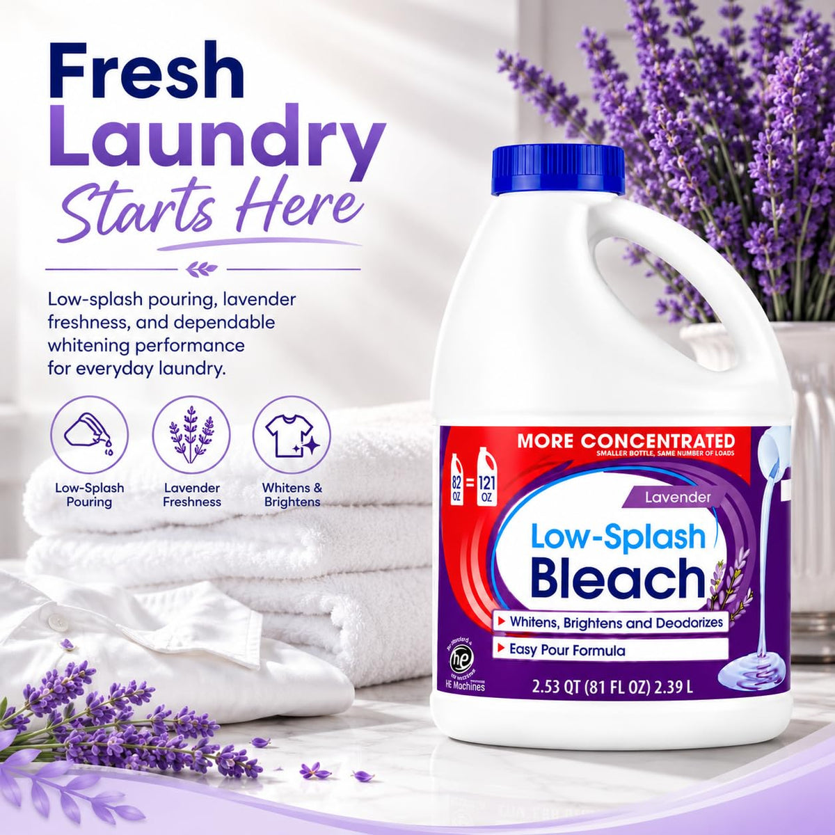 Low Splash Bleach by Generic – 81 Fl Oz (Pack of 1), Model LSB-81-LV