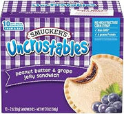 Smucker's Uncrustables Peanut Butter & Grape Jelly Sandwiches, 2 Oz Each, 60 Count Bulk Case - Frozen Grab N Go Kids Snacks