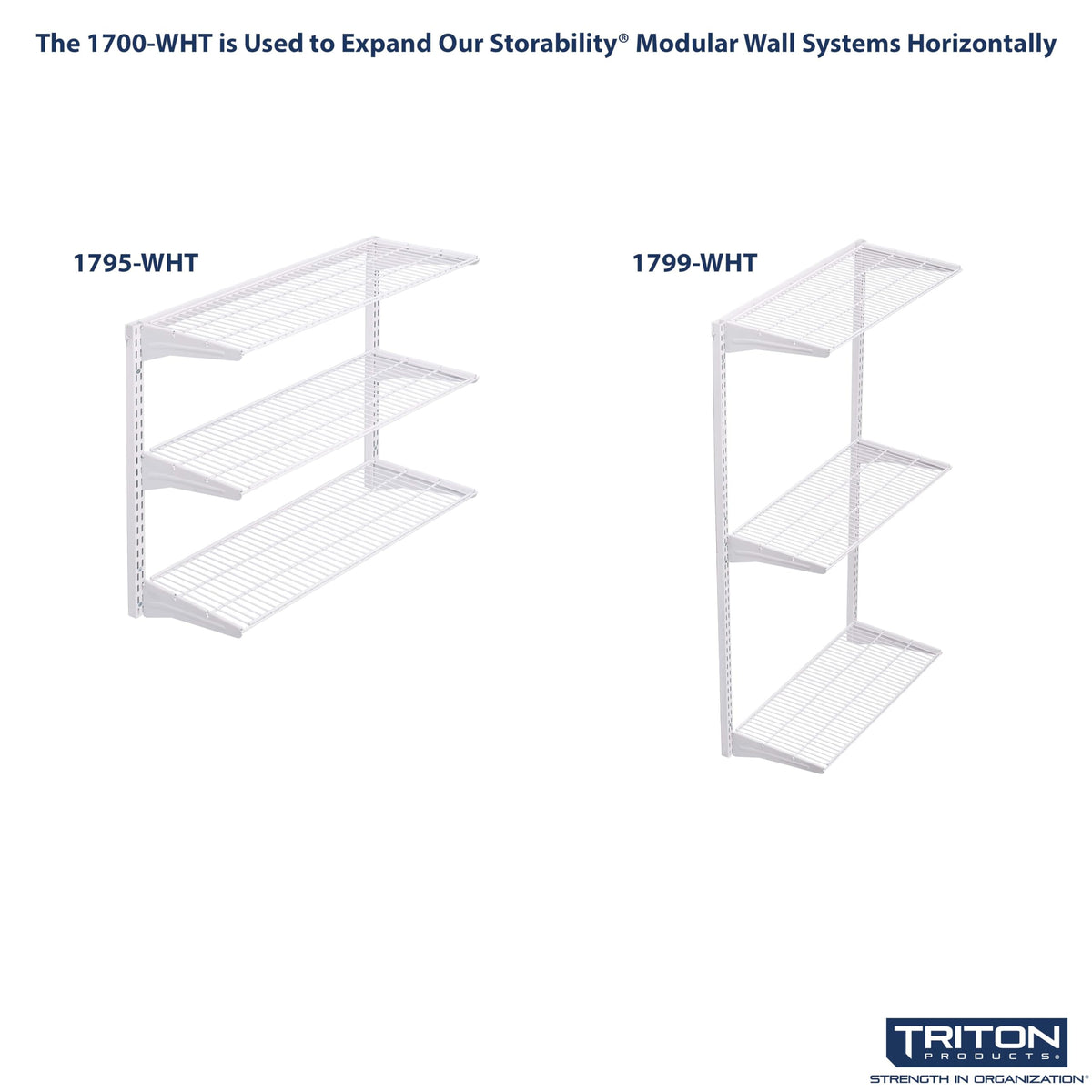 33 In. L x 1-3/4 In. H White Epoxy Coated Steel Top Track Wall Frame & Mounting Hardware by Triton Products – 33" W x 2" H x 0.5" D, Alloy Steel, White, Model 1700-WHT