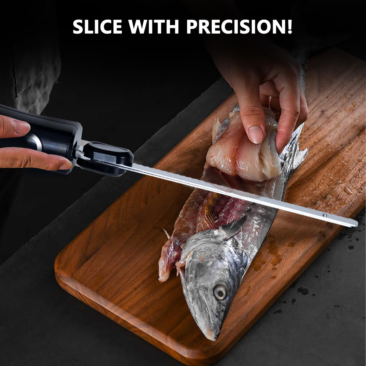 HousesAid Electric Knife Set, Two Serrated Blades with Carving Fork, Black