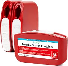 Portable 3 Pack Sharps Container for Travel and Home Use, Mini Container for Needles Disposal Small Sharps Box