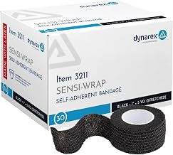 Dynarex Sensi-Wrap Self-Adherent Bandage Rolls, Black, 30 Count, 1" x 5 yds