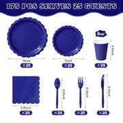 Vyntra Paper Plates and Napkins Set, 175 Pieces, Navy Blue