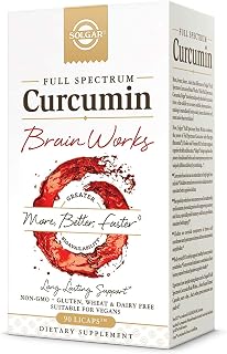 Solgar Full Spectrum Curcumin Brain Works, 90 Licaps, 30 Servings - Non-GMO | Support Memory Recall, Focus, Cognitive Function - Antioxidant Support - Curcumin, BacoMind, Choline, Vitamin B12, Vegan