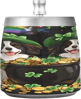 St Patrick Border Collie Rainbow Splash Ashtray with Lid, Outdoor Ashtrays for Patio