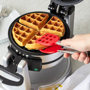 Waffle Tongs Mini Silicone Kitchen Tongs for Cooking Serving Flat Stainless Steel Small Tongs with Silicone Tips for Salads Belgian Waffles Air Fryer Appetizers Dishwasher Safe
