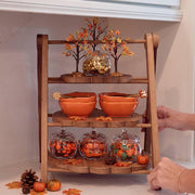 Marsui Pumpkin Tiered Serving Set, Wooden Platters in 12 10 8 Inch Sizes, Brown