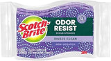 Scotch-Brite Odor Resist Non-Scratch Scrub Sponge, Dishwasher-Safe Kitchen Sponges that Resist Bacterial Odors, Multipurpose Dish Sponge for Gentle Cleaning, 24 Dish Sponges