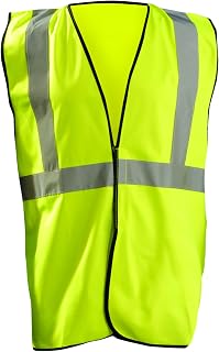 OccuNomix ECO-G-YS/M High Visibility Value Solid Standard Hook & Loop Safety Vest, Class 2, 100% ANSI Polyester Tricot, Small / Medium, Yellow