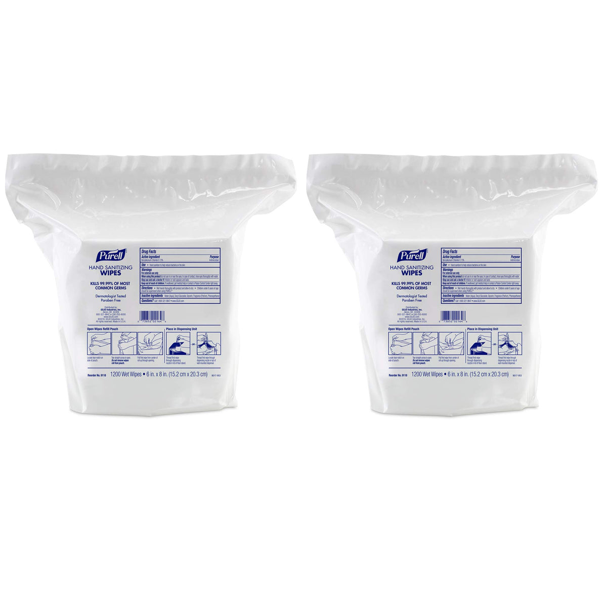 Purell 1200 Count (Pack of 2) / White / wipe Hand Sanitizers