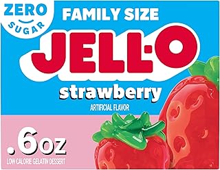 Jell-O Strawberry Sugar Free Gelatin Dessert Mix, 0.6 Ounce (Pack of 24)
