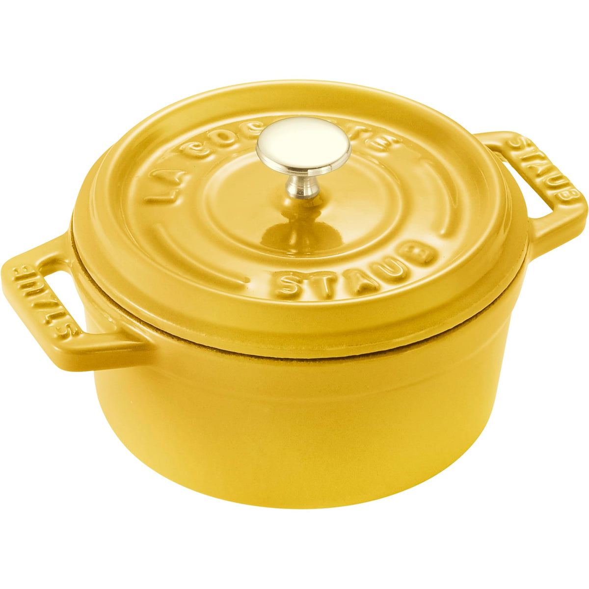 Cast Iron Mini Round Cocotte by STAUB – 0.25-qt, 0.25 quarts, Cast Iron, Citron, Model 1029106