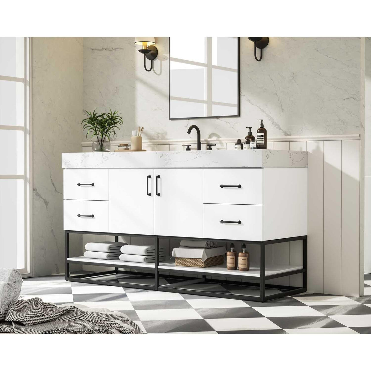 Caroline Bathroom Vanity White by Lighting Design – Wood, White, Model VF29260WH