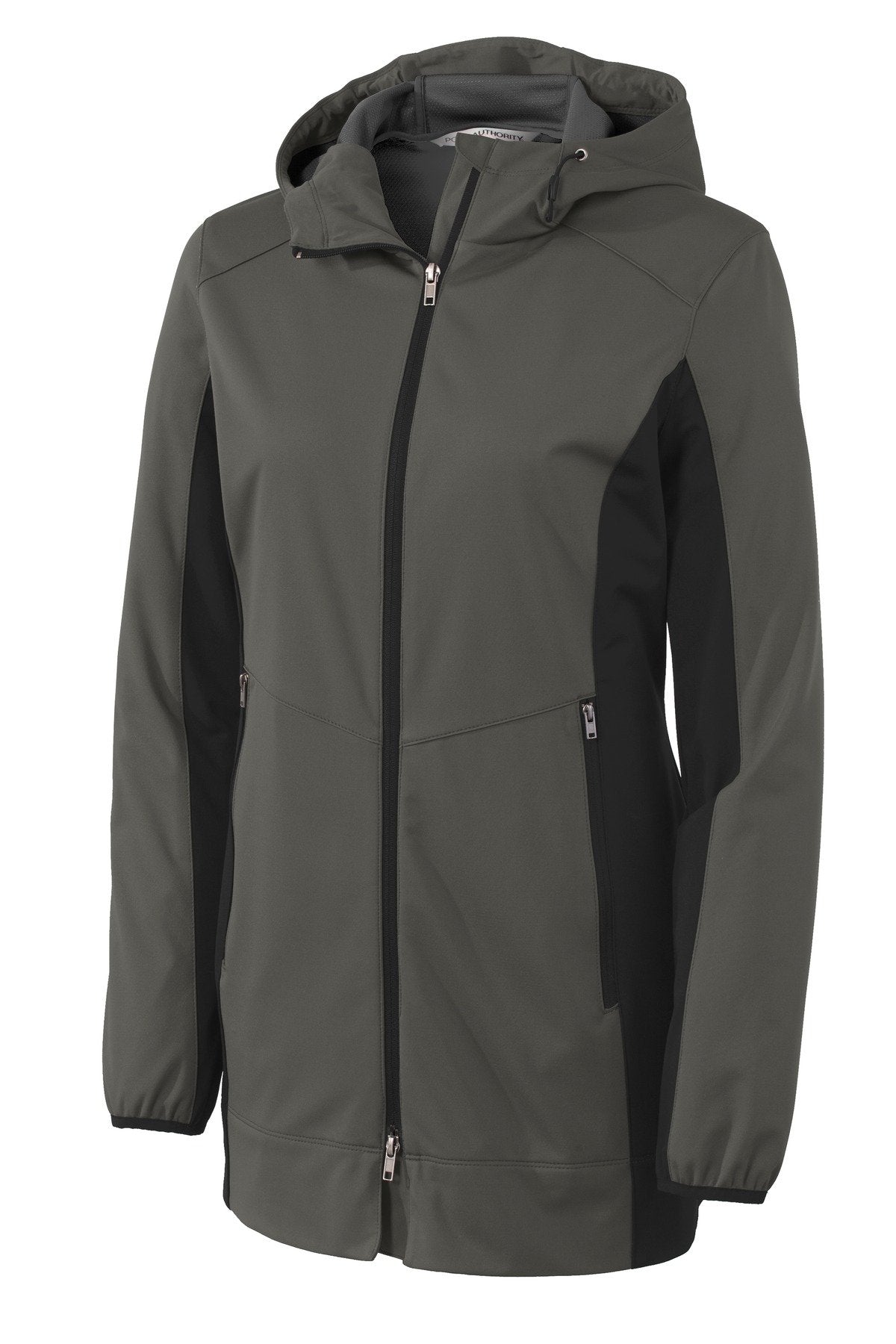 Ladies Active Hooded Soft Shell Jacket by Port Authority – X-Small, Steel, Grey Steel/ Deep Black, Model 1108211