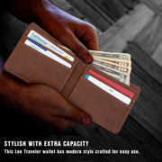 Men’s Bifold Wallet Slim Casual Everyday Minimalist Cash and Card Holder (Brown) by Lee – one size, Synthetic, Brown, Model AQ-LEWA85002-BRN