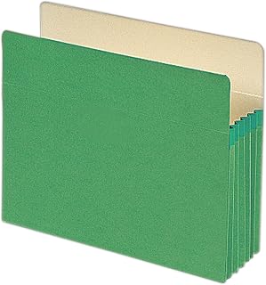 SMEAD File Pocket, Straight-Cut Tab, 5-1/4" Expansion, Letter Size, Green, 10 per Box (73236)