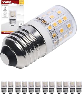 Satco 3.5W T14 LED Appliance Bulb 3000K Soft White 420 Lumens E27 European Base 90 CRI Clear Finish Non-Dimmable 120–240V Enclosed Fixture Rated Damp Location S11201 (12 Pack)