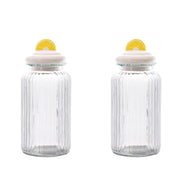 Airtight Glass Canister with Figural Knob Lid by 10 Strawberry Street – Large, 49.0 fluid_ounces, Glass, Lemon Slice, Pack of 2