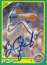 Bob Ojeda New York Mets Signed 1990 Score Card #53 - Baseball Slabbed Autographed Cards