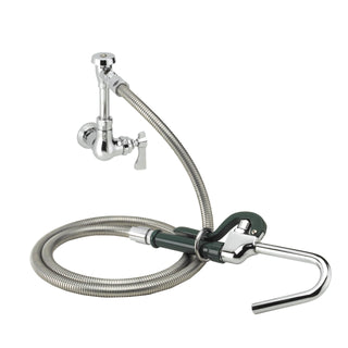 Single Wall Mount Pot Filler by Krowne – 13"L x 26"W x 4"H, Brass, Brushed Nickel, Model 20-101L