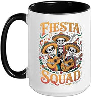 Fiesta Squad Drinking Ceramic Mug, Black/White, 15oz