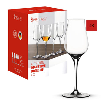 4 Piece Authentis Digestive Wine Glasses by Spiegelau – set of 4, 6 fluid_ounces, Crystal, Clear, Pack of 4