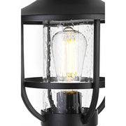 Janney One Light Outdoor Post Mount Black by Lighting Design – 12", Iron, Black, Model OD314P17BK