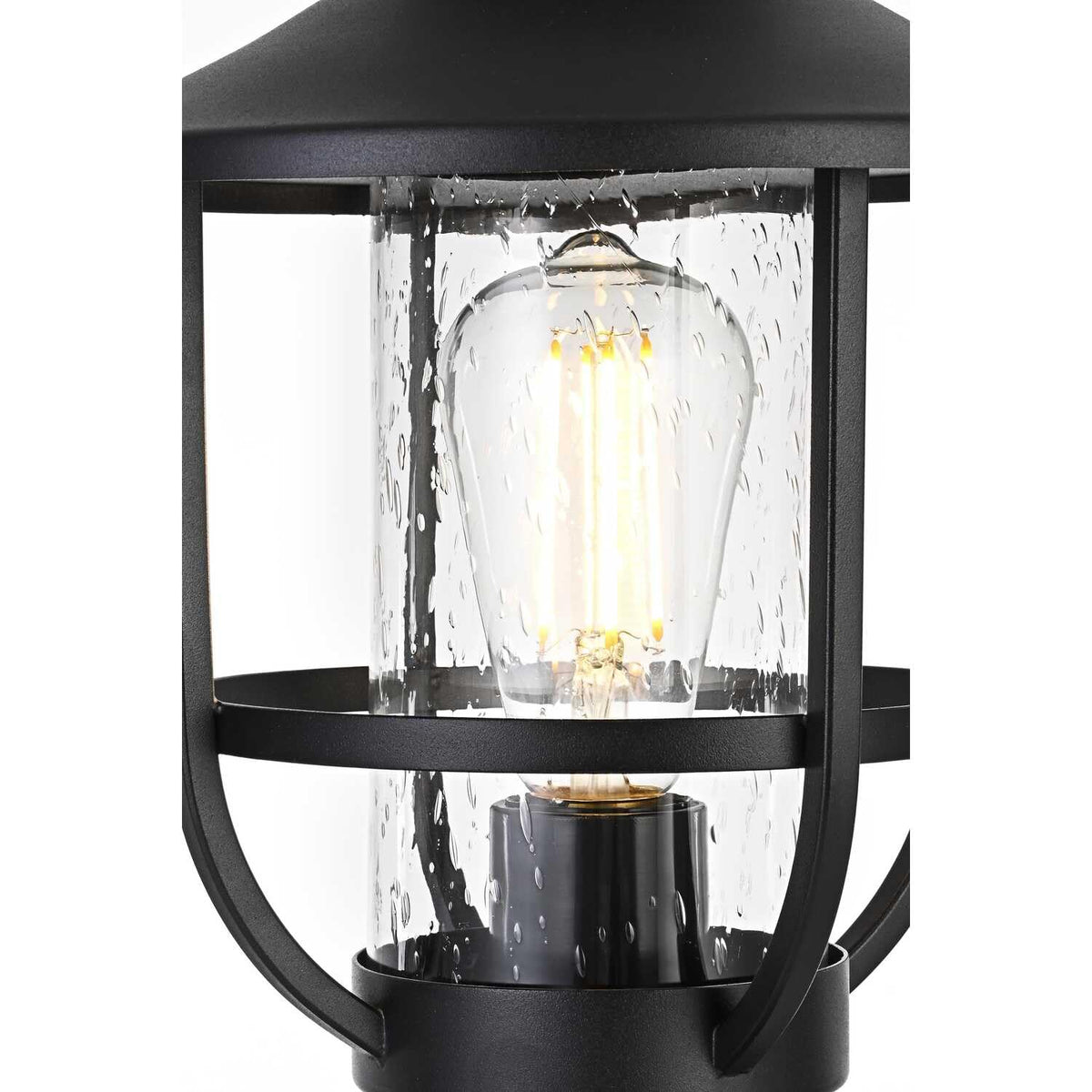 Janney One Light Outdoor Post Mount Black by Lighting Design – 12", Iron, Black, Model OD314P17BK