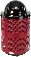 Global Industrial 36 Gallon Deluxe Thermoplastic Perforated Receptacle w/Dome & Base, Red