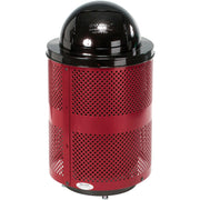 36 Gallon Deluxe Thermoplastic Perforated Receptacle w/Dome & Base by Global Industrial – Steel, Red, Model 261949RDD