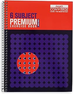 Luxor 6 Subject Spiral Premium Exercise Notebook, Single Ruled - (18cm x 24cm), 300 Pages (Focus)