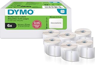 DYMO Authentic LabelWriter Multi-Purpose Labels | 54 mm x 70 mm | Self Adhesive | 6 Rolls of 320 Easy-Peel Labels (1,920 Count) | for LabelWriter Label Makers | Made in Europe