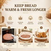 Yiyiring Bread Basket Set with Warming Stones, 2 Pack, Multicolor