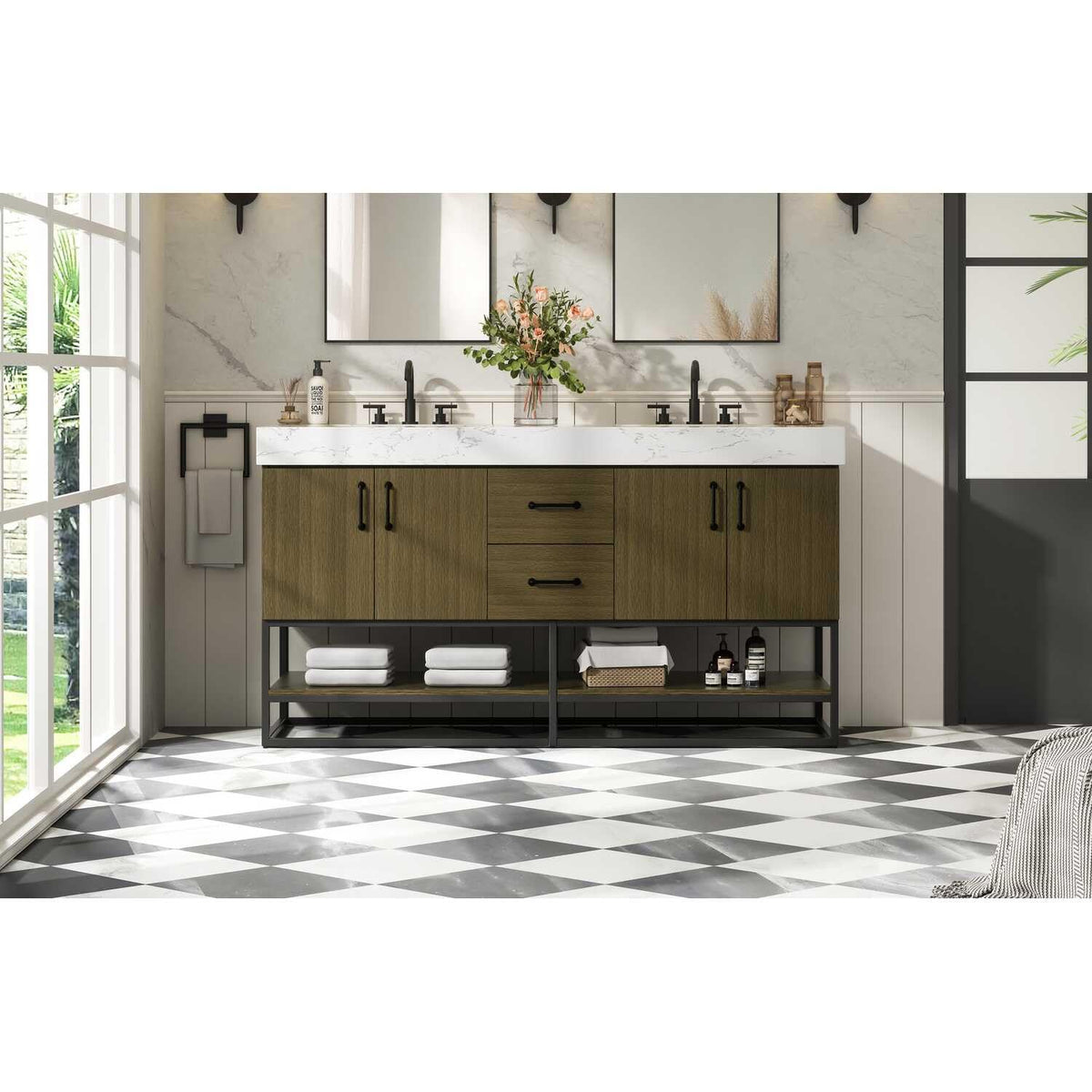 Caroline Bathroom Vanity Chestnut Brown by Lighting Design – Wood, Chestnut Brown, Model VF29260DMCB
