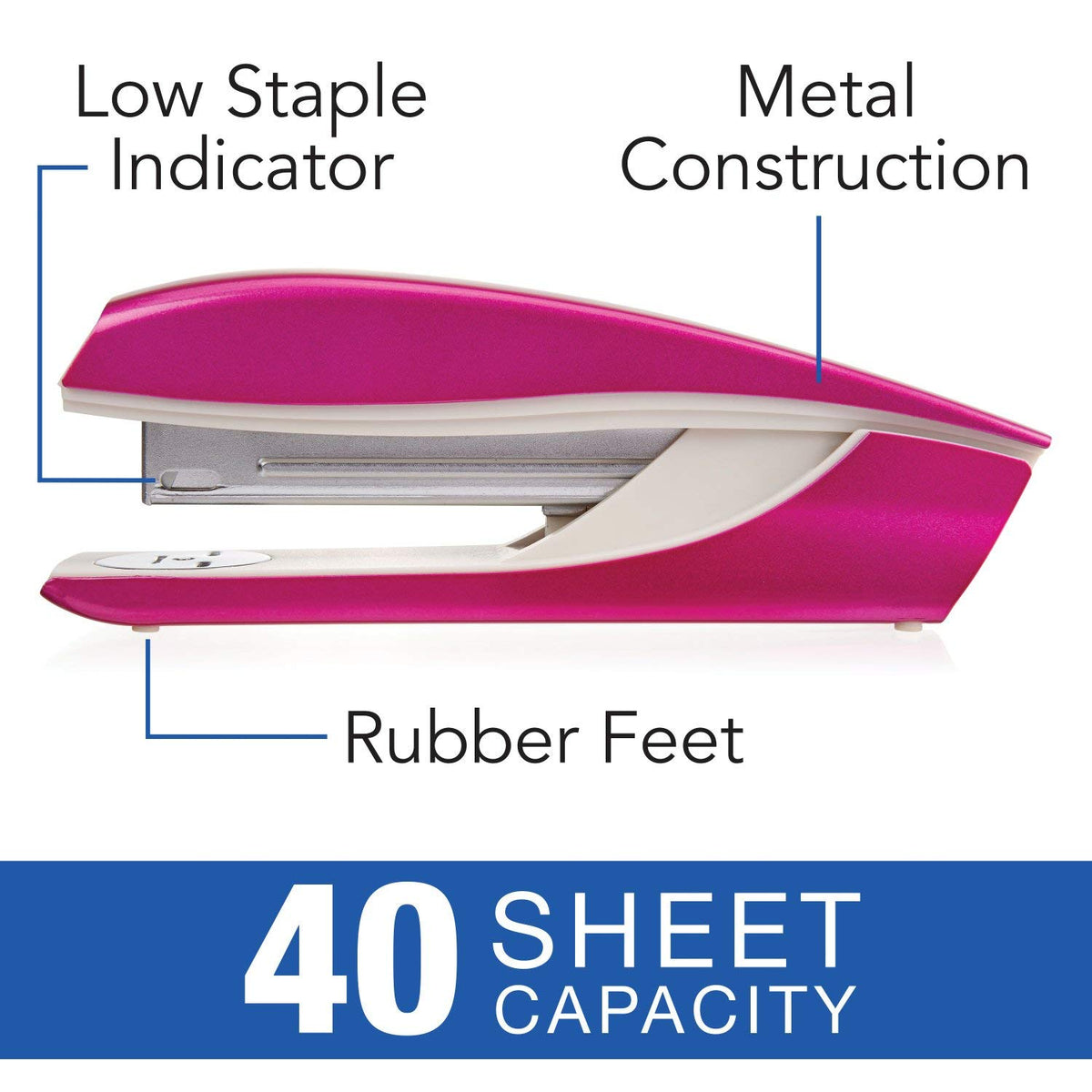 Stapler, NeXXt Series Wow, Desktop Stapler, 40 Sheet Capacity, Pink () by Swingline – Metal, Pink, Model 55047023