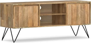 SIMPLIHOME Kitchener 60" Wide Solid Wood TV Stand in Hickory Brown
