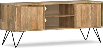 SIMPLIHOME Kitchener 60" Wide Solid Wood TV Stand in Hickory Brown
