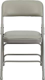 Flash Furniture Hercules Metal Folding Chair, Gray | Triple Braced, Double-Hinged, Vinyl Upholstery