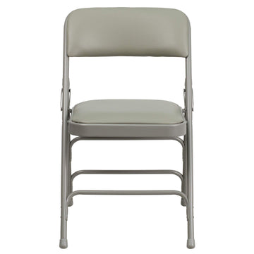 Hercules Metal Folding Chair by Flash Furniture – Set of 1, Steel, Foam, Vinyl, Gray Vinyl/Gray Frame, Model HA-MC309AV-GY-GG